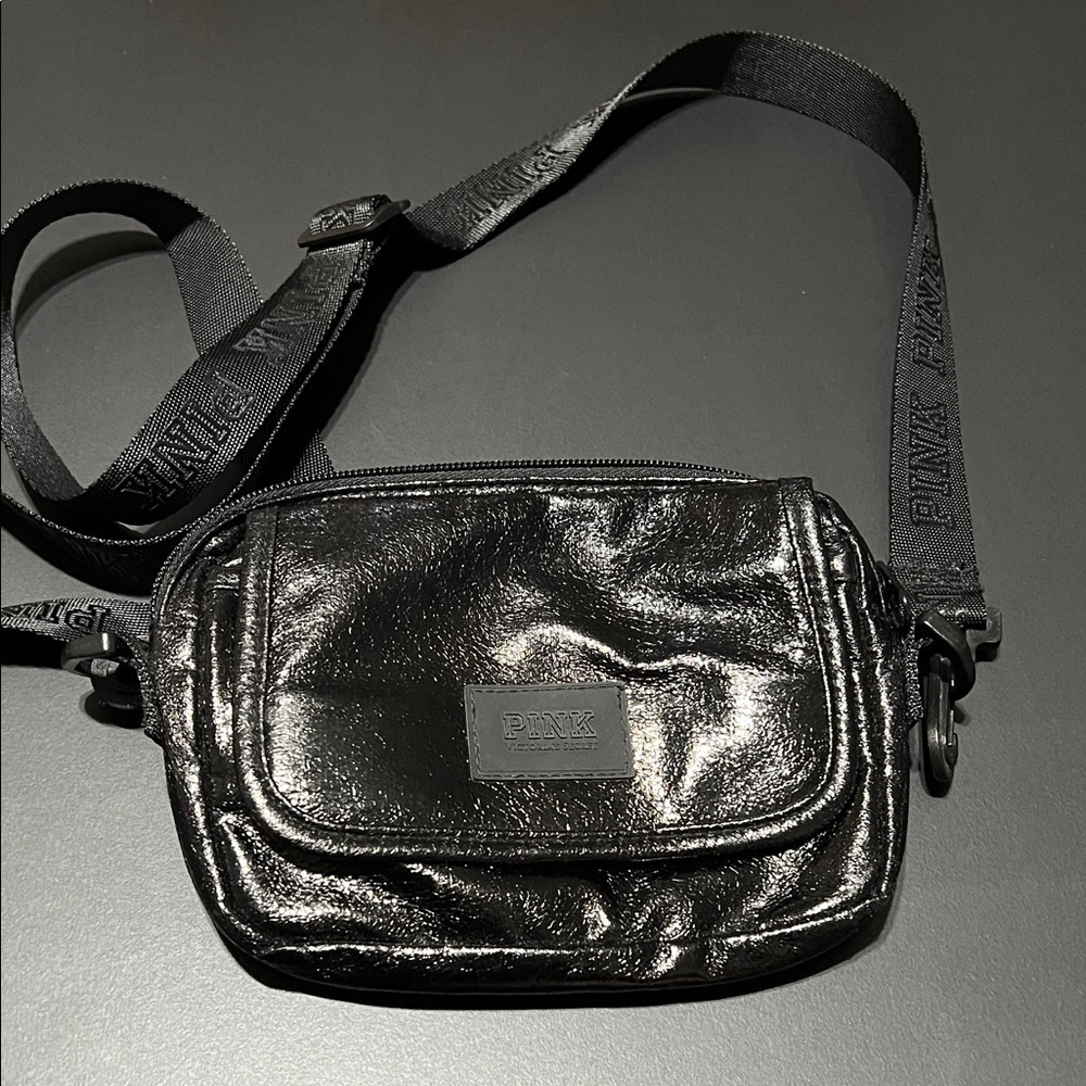 Victoria's Secret pink Shiny Black cross body Bag